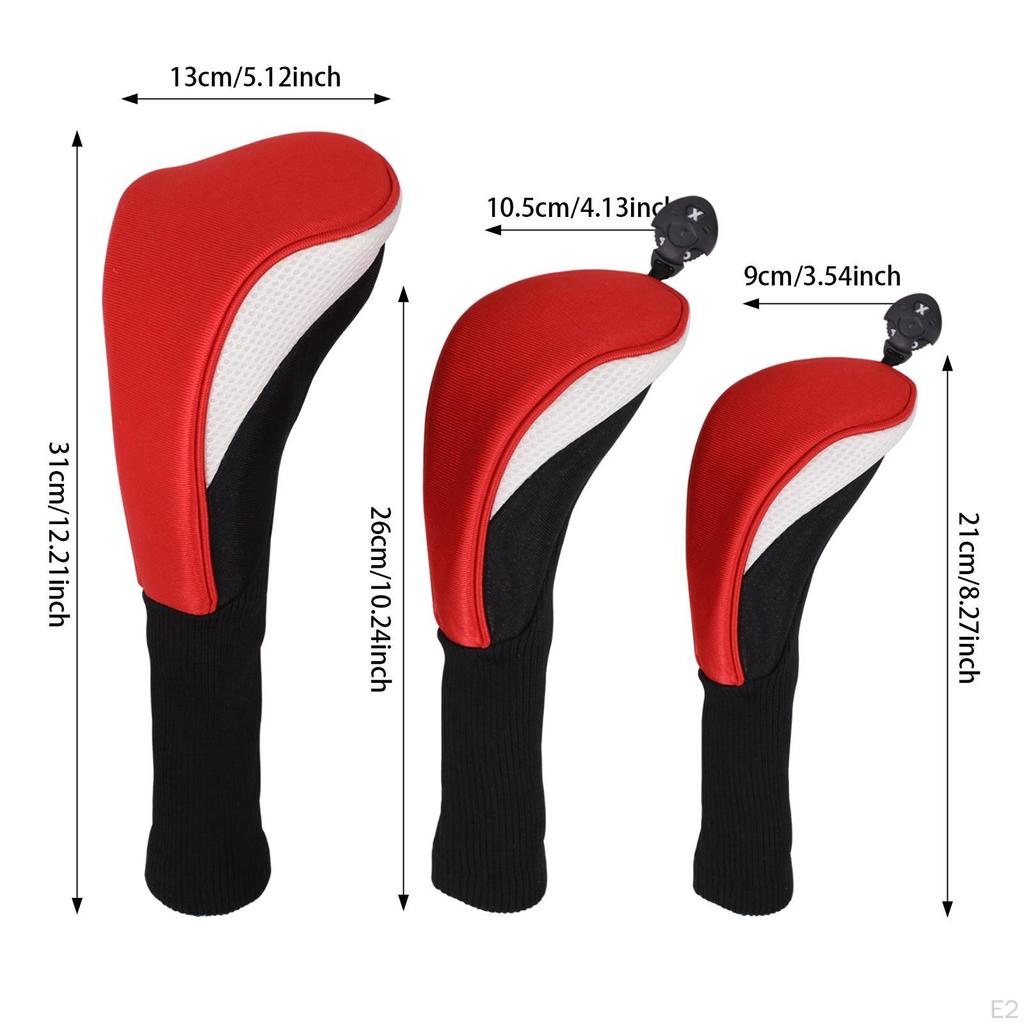 3 Golf Club Covers with Interchangeable Number Tags for Outdoor Use