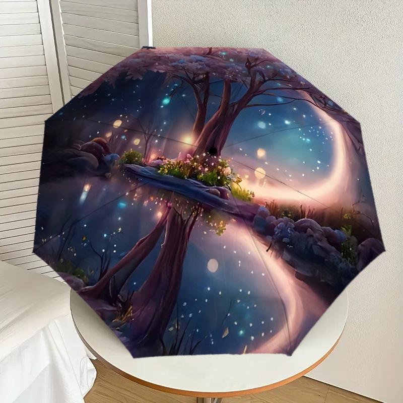 

1pc Enchanted Forest Reflection Umbrella with Plastic Handle,Suitable for All Seasons Home Travel Outdoor UmbrellaDD562