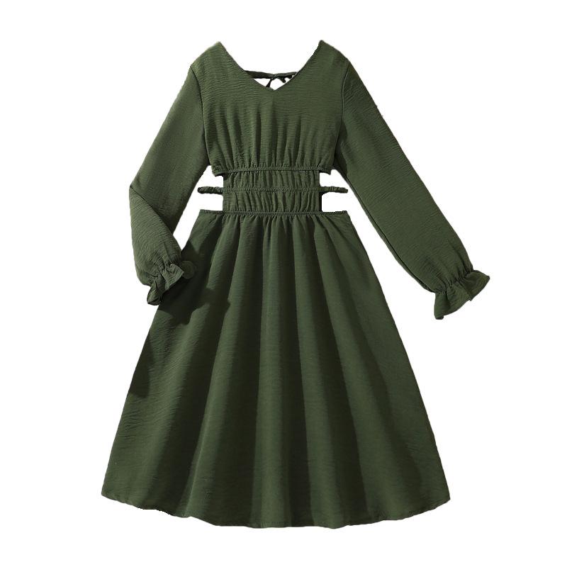 Jesienna sukienka księżniczki dla dziewczynek (6-12 lat) - Stylowa Sukienka z Długim Rękawem