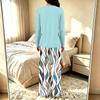 Women's V-Neck Loose Fit Printed Pajama Set with Pants Casual Sleepwear