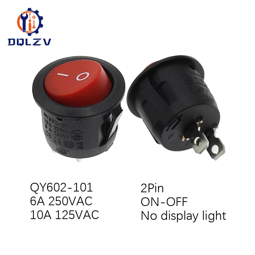 22mm Red Black White ON/OFF Round Rocker Toggle Switch 6A/250VAC 10A 125VAC Power Switch Cap with Plastic Push Button Switch