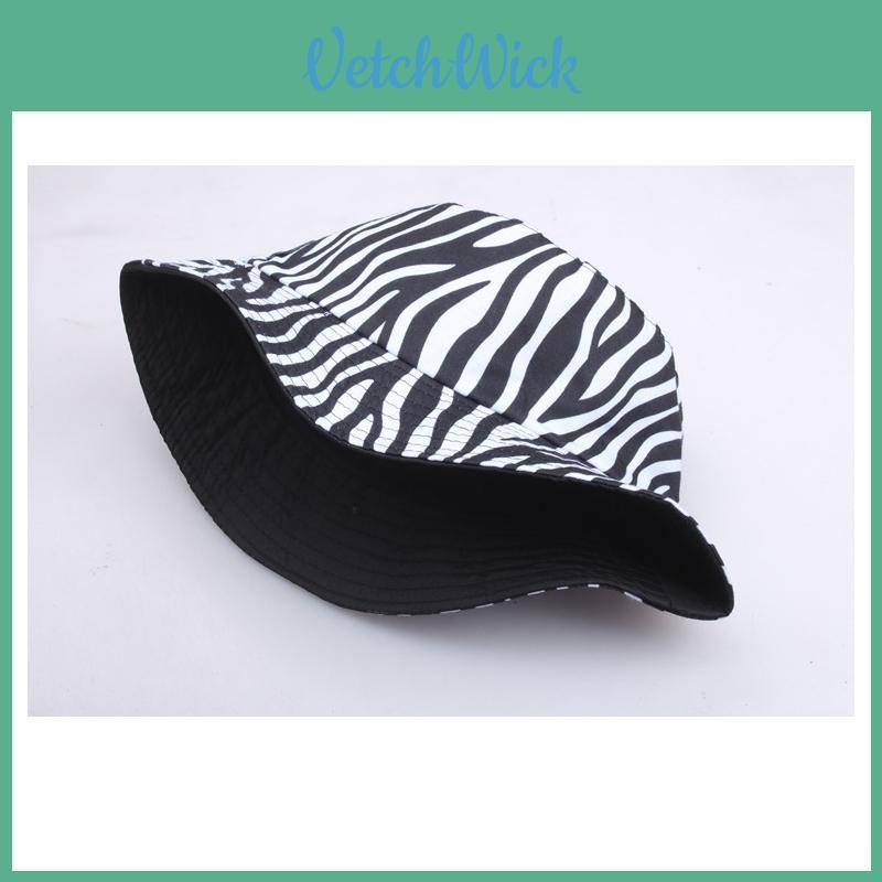 Fisherman Hat Women Black Zebra Print Sun Block Summer Bucket Hat For Outdoor Use