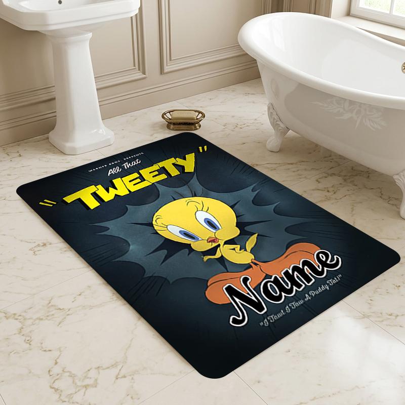 Custom Name Tweety Bird Living Room Non-Slip Area Rug Soft Carpet for Bedroom Kids Playroom Sofa Office Home Decor Doormat