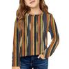 Girls' Long Sleeve Tee - Pleated Round Neck Casual Top