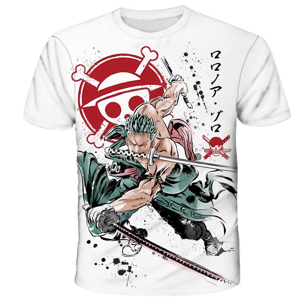 3D Printed Anime Luffy Short Sleeve T-shirt for Boys