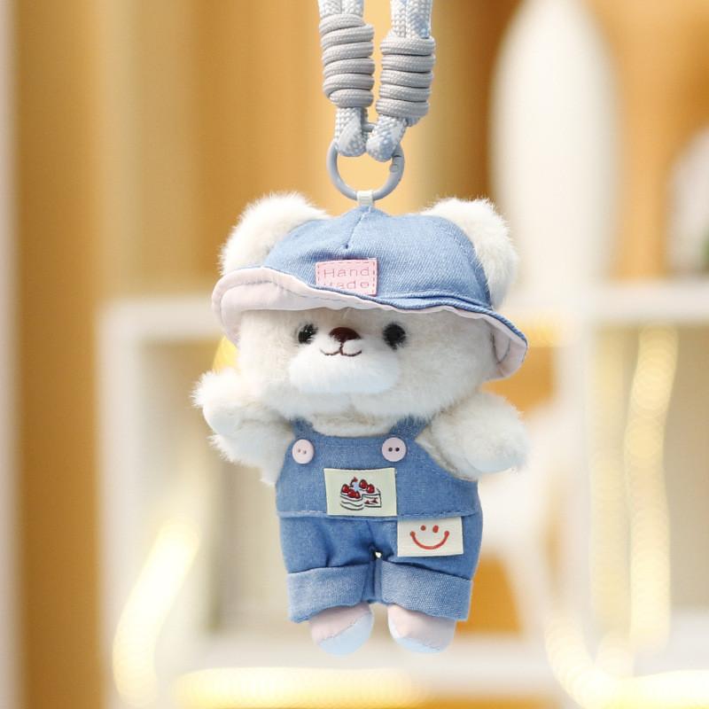 Cute Cartoon Bear Plush Doll With Short Velvet Material For Girls Bag Charm