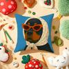 Dog Wearing A Hat Cushion Cover Plush Fabric Soft Double-Sided Printed Sofa Warm Winter Home Child Gift Pillow Case