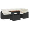 VidaXL Ensemble de dining jardin 6 pièces avec coussins noir en poly rattan et acacia 3349837
