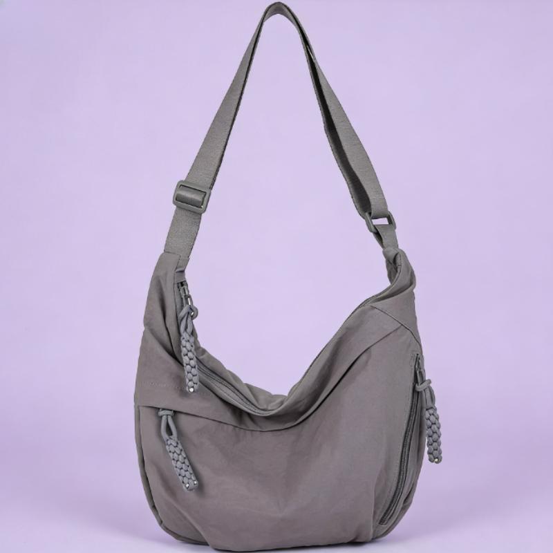 Trendy Women's Soft Cloth Shoulder Bag – Solid Color Student Casual Style Large Capacity Tote,Crossbody & Hobo Bag for Daily Use