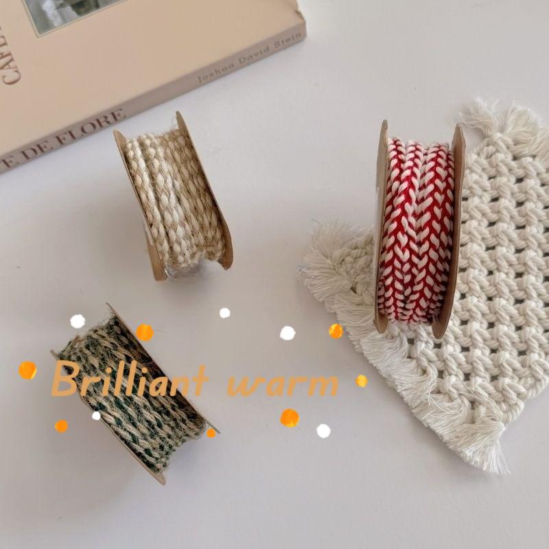 Vintage Red and White Contrasting Corrugated Hemp Rope Home Decoration Handmade Gift Packaging Technology DIY Packaging Gift