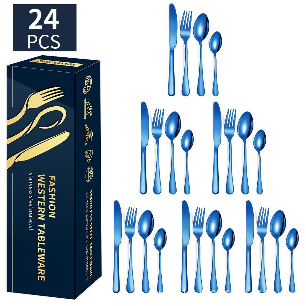 Popular 1010 Stainless Steel Tableware, Knife, Fork, Spoon Set, 24 Piece Set/16 Piece Set, Western Food Tableware Is Cheap