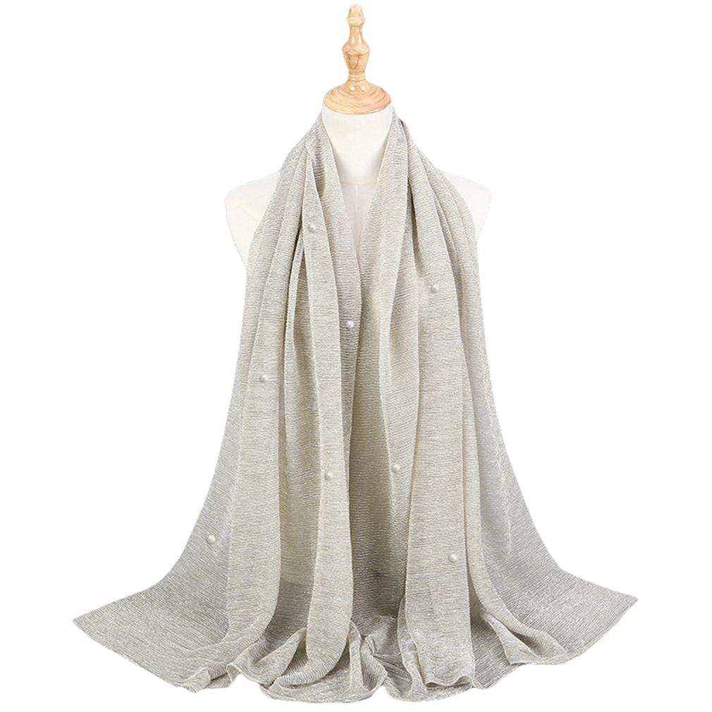 Women's Elegant Pleated Shawl Scarf, Lightweight Breathable Scarf with Beads, Versatile Sunscreen Shawl for Daily/Party