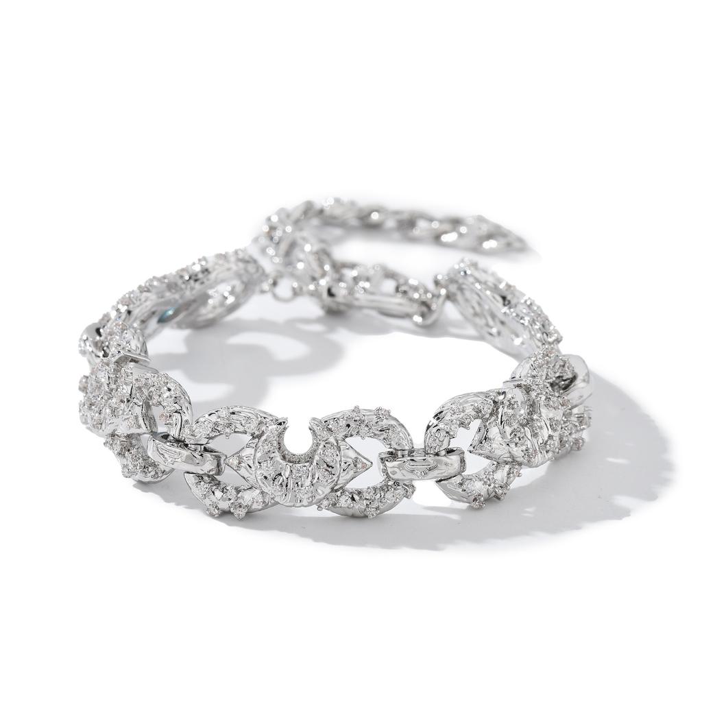 Cahtrippyxr Joint Name West Moon Bracelet Trendy Men Hip-Hop Personality Full Diamond Inlaid Zircon Bracelet Women