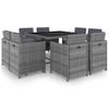 9 piece garden dining set with cushions poly rattan anthracite