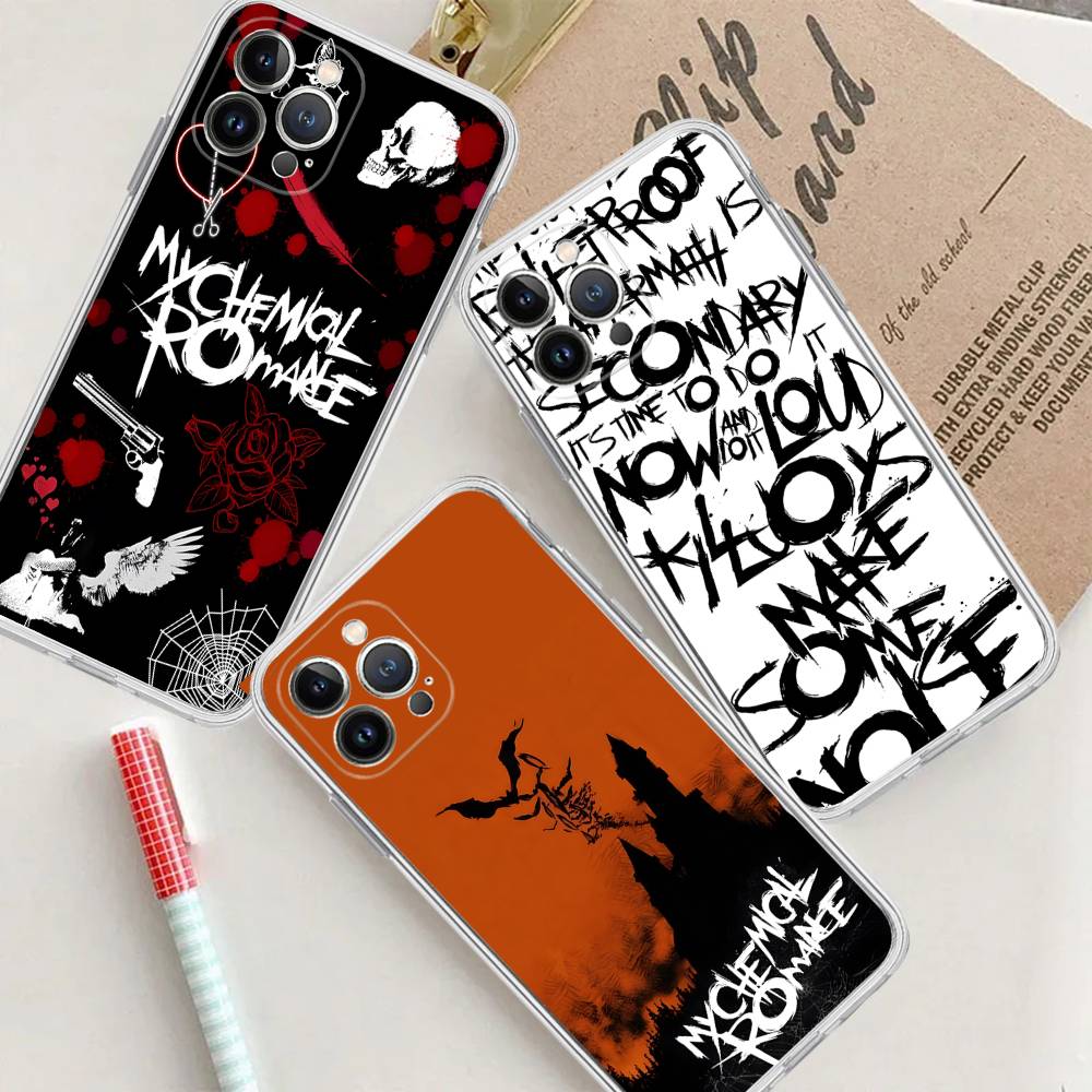 My C-Chemical R-Romance Band Transparent Phone Case For iPhone 16 15 14 13 12 11 Pro Max Plus Soft Cover