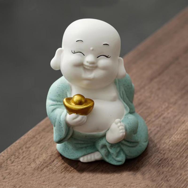 

Украшение автомобиля с изображением Будды Майтрейи в Чжаоцай, фойе, офисе, гостиной, керамика, милые поделки в виде маленького монаха