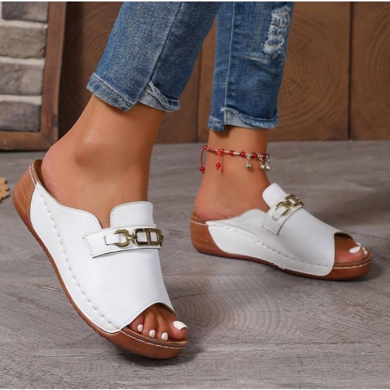 Fashion Women's Sandals 2025 Summer Shoes Women Soft Heels Sandals Low Platform Slippers Summer Sandalias Mujer Indoor Outdoor Footwear