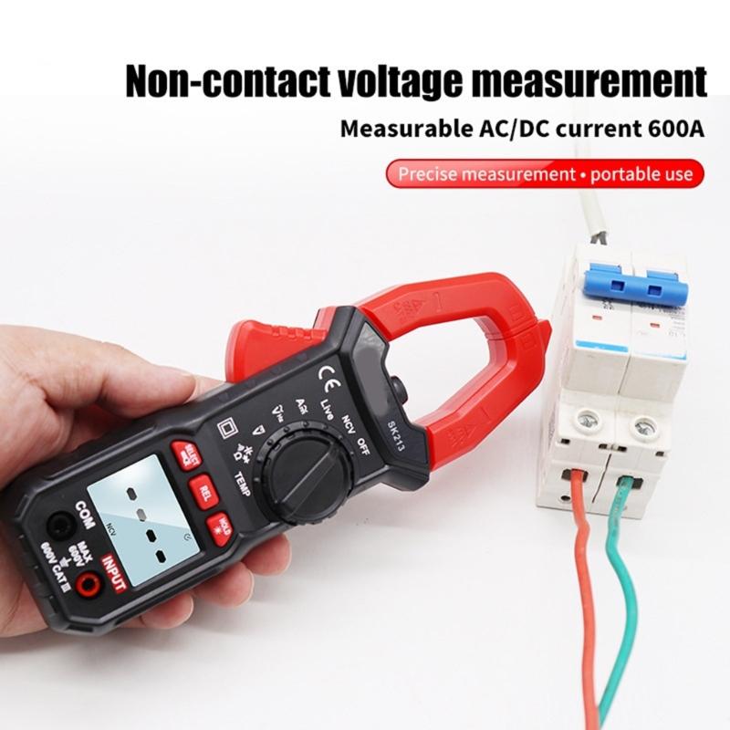 SK213 Digital Meter 600A Clamp Multimeter with 25mm Large Jaw Opening for Home Circuit Testing No Battery Included