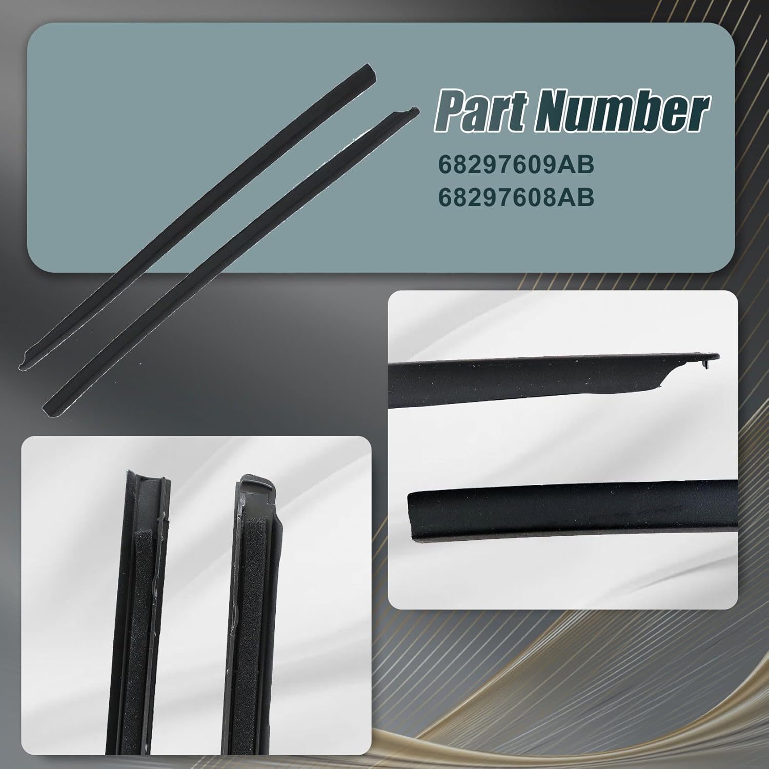 

FZJDSD 1Pair Front Right&Left side Windshield Molding Strip Compatible with Dodge Ram 1500 2500 3500 4500 5500 2009-2022 Exterior Windshield Molding