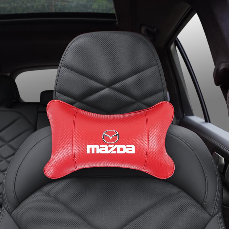 Car Headrest Neck Cushion Carbon Fiber Leather Pillow For Mazda 2 6 3 CX5 CX80 CX70 CX90 MX30 CX60 CX50 CX30 BT50 e-TPV CX3 CX8