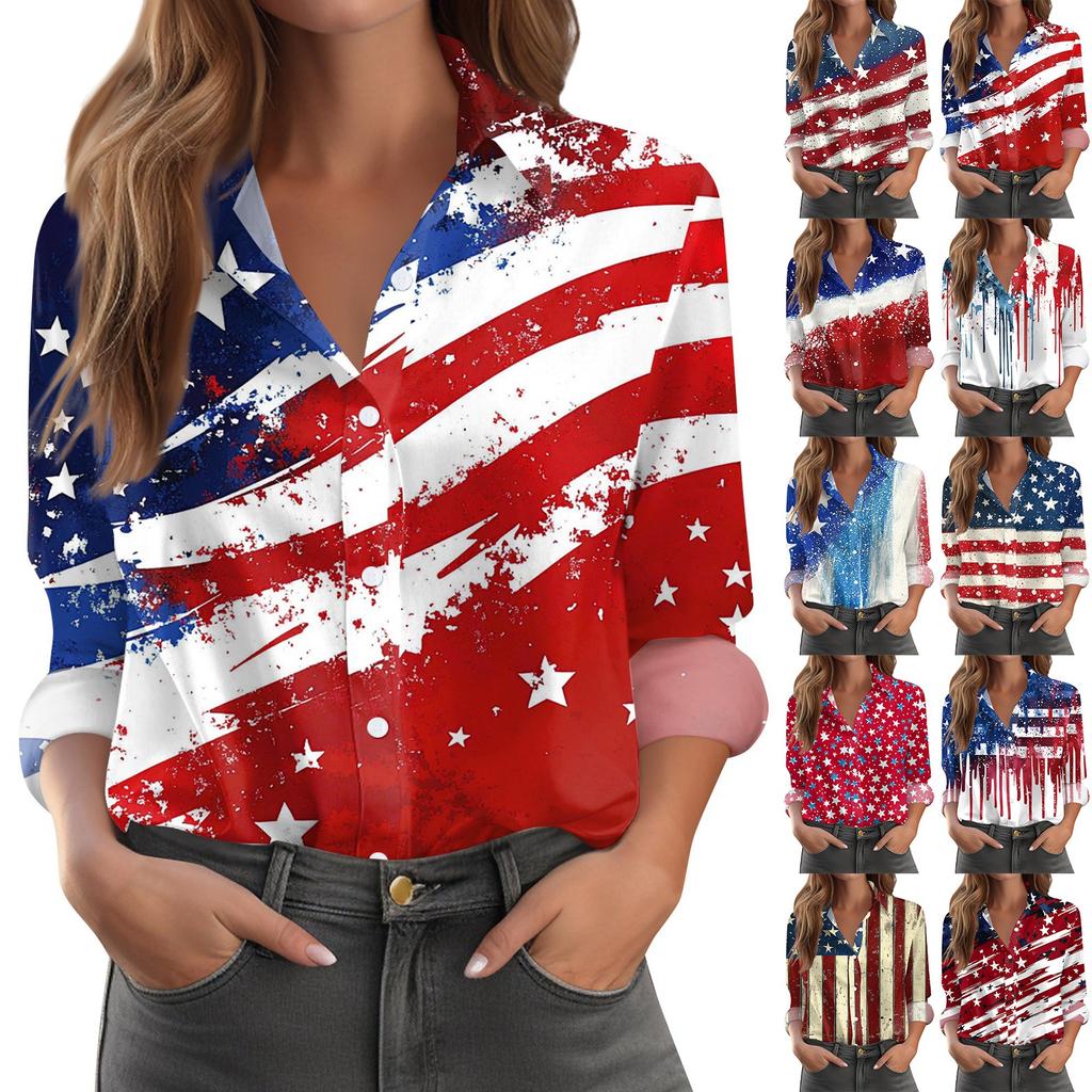 Dámská košile halenka s potiskem tlačítka s dlouhým rukávem ležérní základní košilový límec s běžným topem