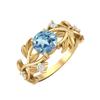 6MM Round Blue Topaz Gemstone 925 Sterling Silver Gold Plated Solitaire Ring