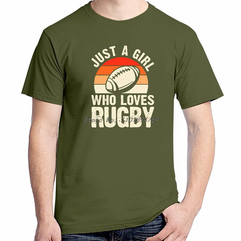Just A Girl Who Loves Rugby Funny Shirts Graphic Tee Summer Tops Tshirt New Arrival Goods Short Sleeved Tshirt Cotton Tshirts