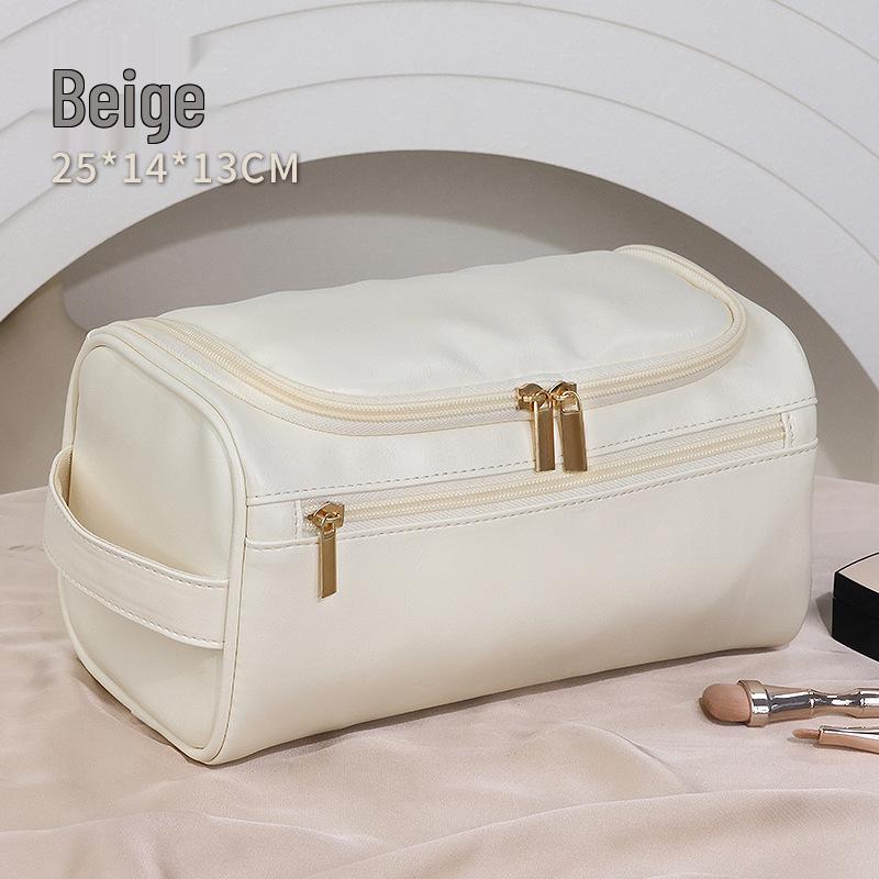 High-Capacity Waterproof PU Leather Toiletry & Makeup Travel Bag