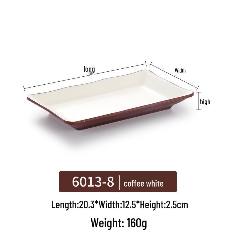 Melamine Rectangular Plate for BBQ & Side Dishes - Imitation Porcelain Tableware