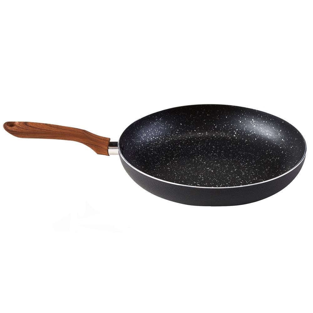 

Nonstick Aluminum Fry Pan Wooden Handle Even Heat Distribution Lightweight Kitchen Essential Ideal Cooking Sautéing Pan Frying United States