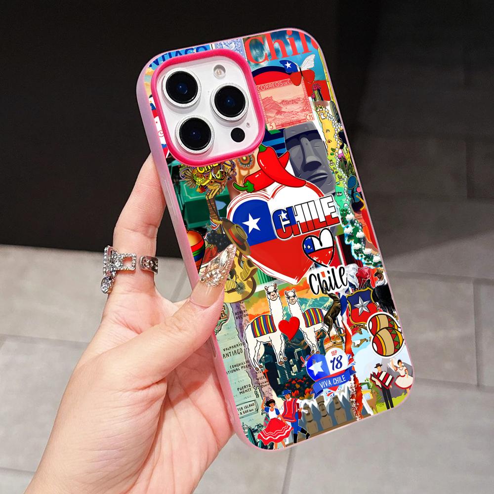 

Chile Flag Jelly Double layer Rose Red Mobile Phone Case for iPhone 17 16 15 14 13 12 11 Air Pro Max Plus Protective iPhone 13 Pro Max