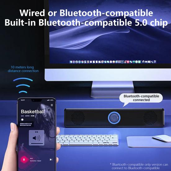 Bluetooth-compatible 5.0 Speaker Universal Stereo Surround Wired Computer Soundbar Subwoofer for PC