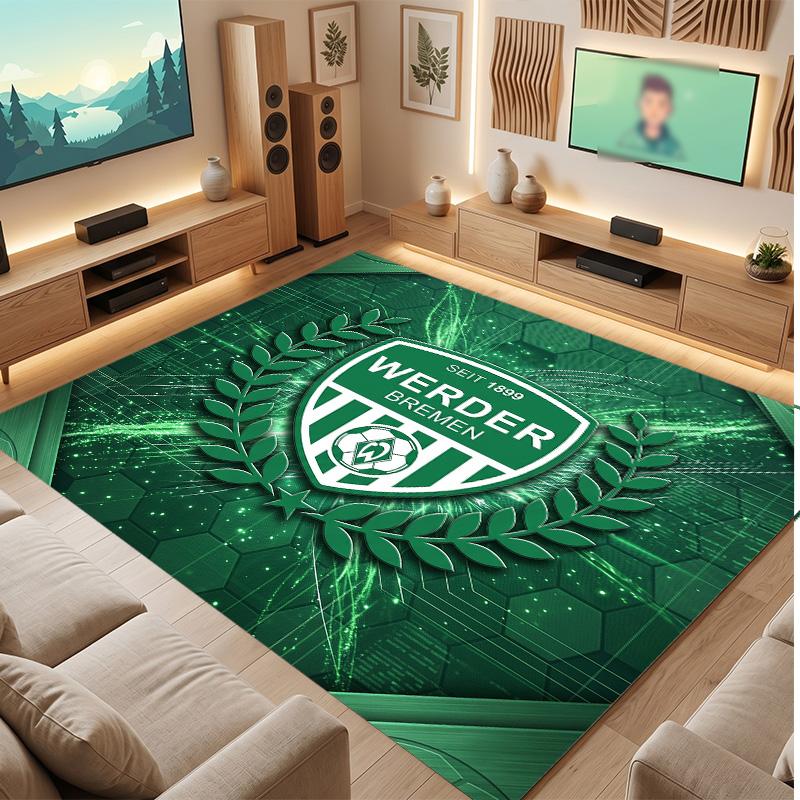 Tappeto in Velluto di Cristallo con Stampa Calcio Werder Bremen, Comodo Assorbente d'Acqua Antiscivolo Tappeto per Pavimenti Interni