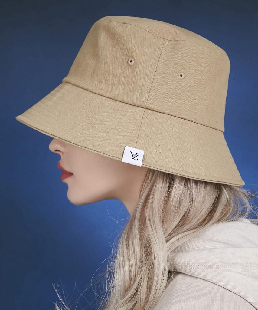 Bajal Herringbone Label Bucket Hat Beige