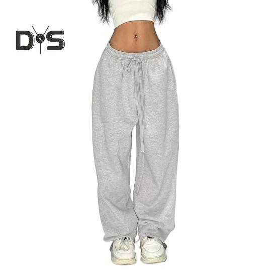 

Женские спортивные брюки свободного кроя, однотонные, универсальные, для отдыха, с эластичной талией, с регулируемым шнурком, брюки для танцев в стиле хип-хоп M светло-серый