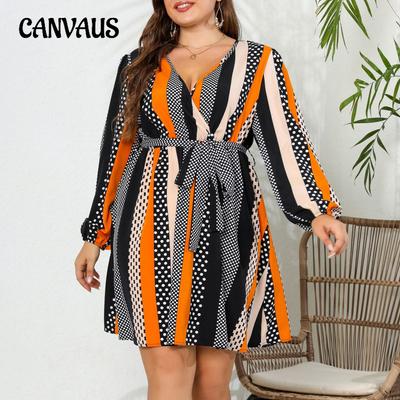 Women's Dress Long Section Belt Printing Temperament Plus Size Dresses