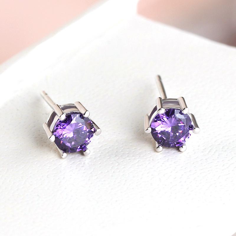 S925 Sterling Silver Six-Prong Diamond Stud Earrings for Women - Simple, Small, Hypoallergenic, Ideal for Students & Piercings, Sleep-Friendly