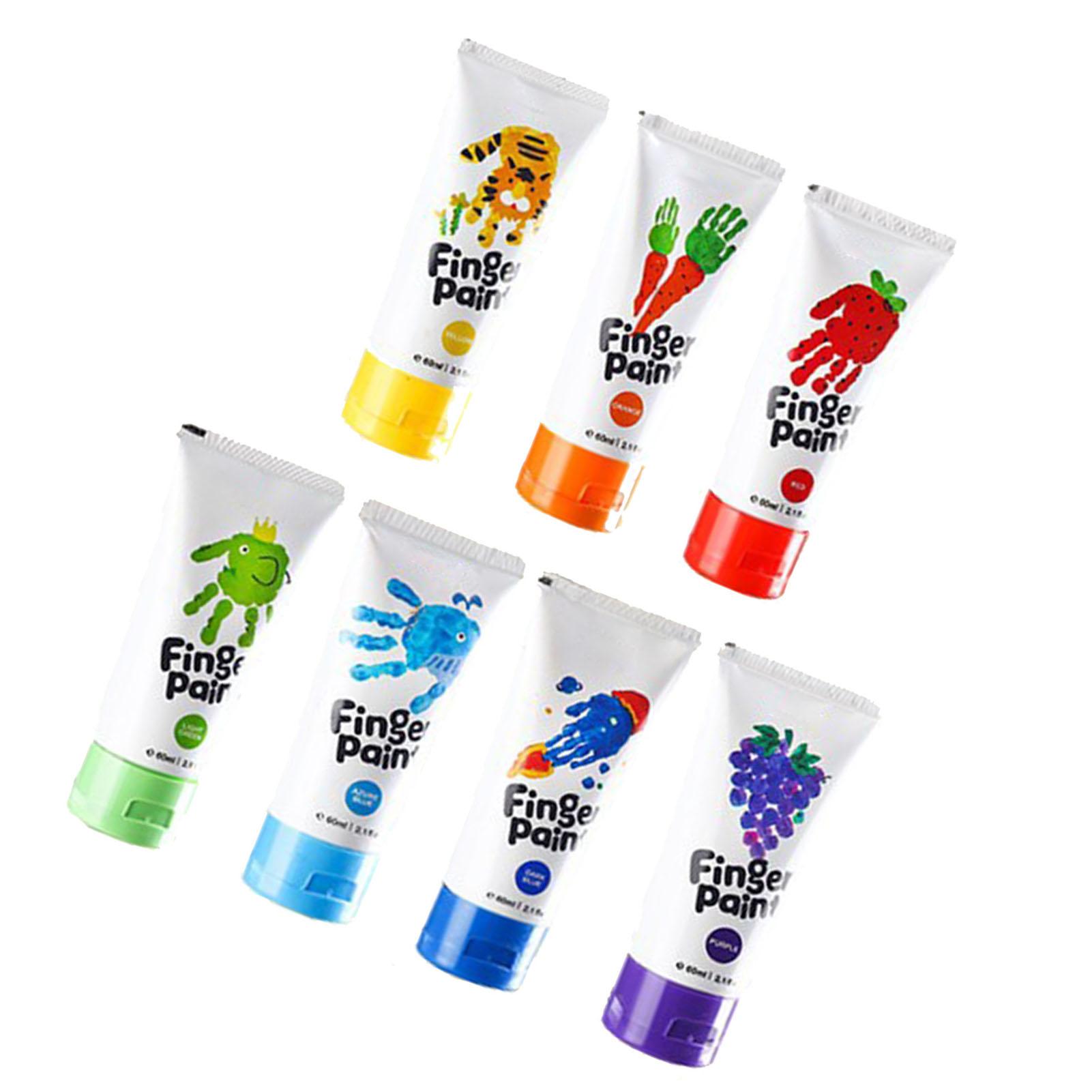 

60 мл Безопасные пальчиковые краски Яркие цвета Смываемые Художественные принадлежности для рисования для малышей и детей 7 цветов
