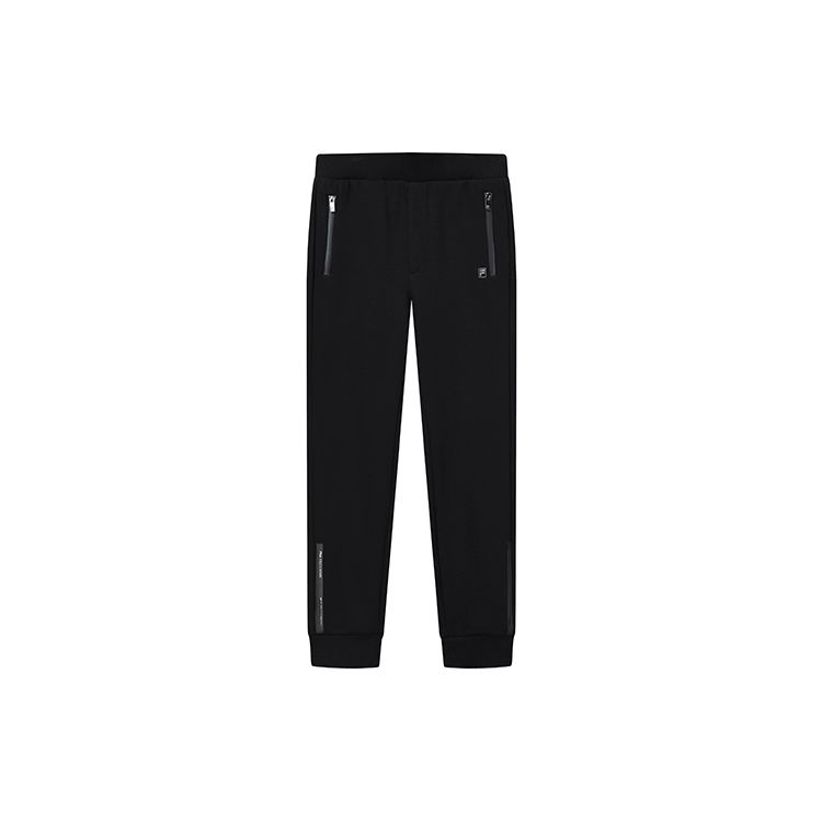 FILA Logo Tapered Knit Sports Pants Mid Rise Fit Men bottoms Black F61M148607FBK M