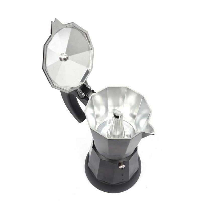 Household Portable Fast Heating Electric Coffee Pot All Aluminum Black Electric Mocha Pot Italian Espresso Coffee Cooker