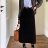 Gonna midi in velluto a coste rétro a vita alta snellente che nasconde i fianchi gamba dritta a trapezio wrap around da donna tinta unita