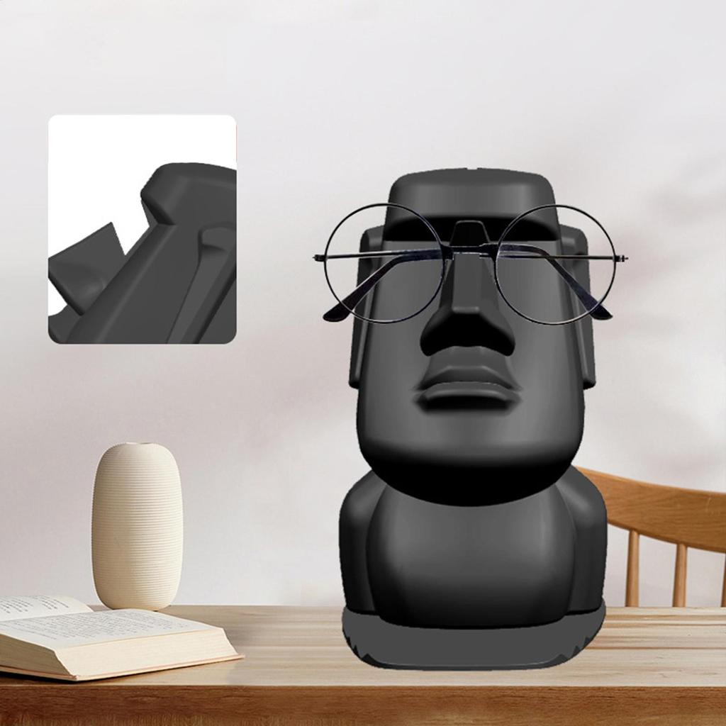 Creative Moai Statue Phone Holder Ornament Glasses Stand Holder Easter Island Sunglasses Display Gift for Home Decoration