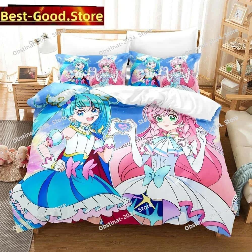 3D Kawaii Anime Hirogaru Sky! Pretty Cure Printed Bed Set Duvet Cover Pillowcase Bedding Set Linen Sheet Quilt Cover Full Size