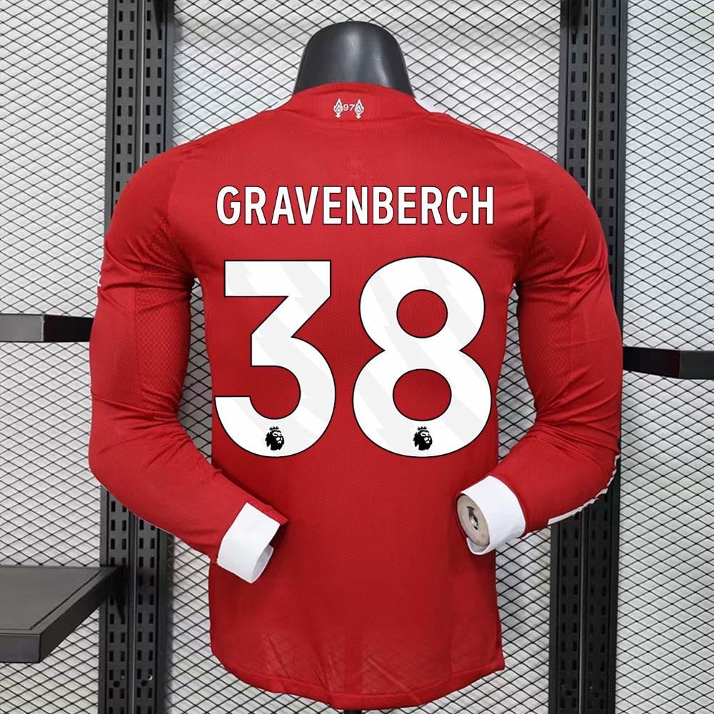 

Liverpool Premier League 25/26 Home Long Sleeve Jersey with Wirtz and Salah Print. 3XL