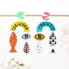 Personality Retro Colorful Abstract Fish Eye Leaf Printed Eco-friendly Acrylic Dangle Earrings for Women Trendy Designer Jewelry