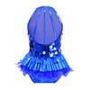 Kids Girls Dance Performance Costume Sleeveless Side Invisible Zipper Back Mesh Patchwork Feather Glittery Sequin Leotard