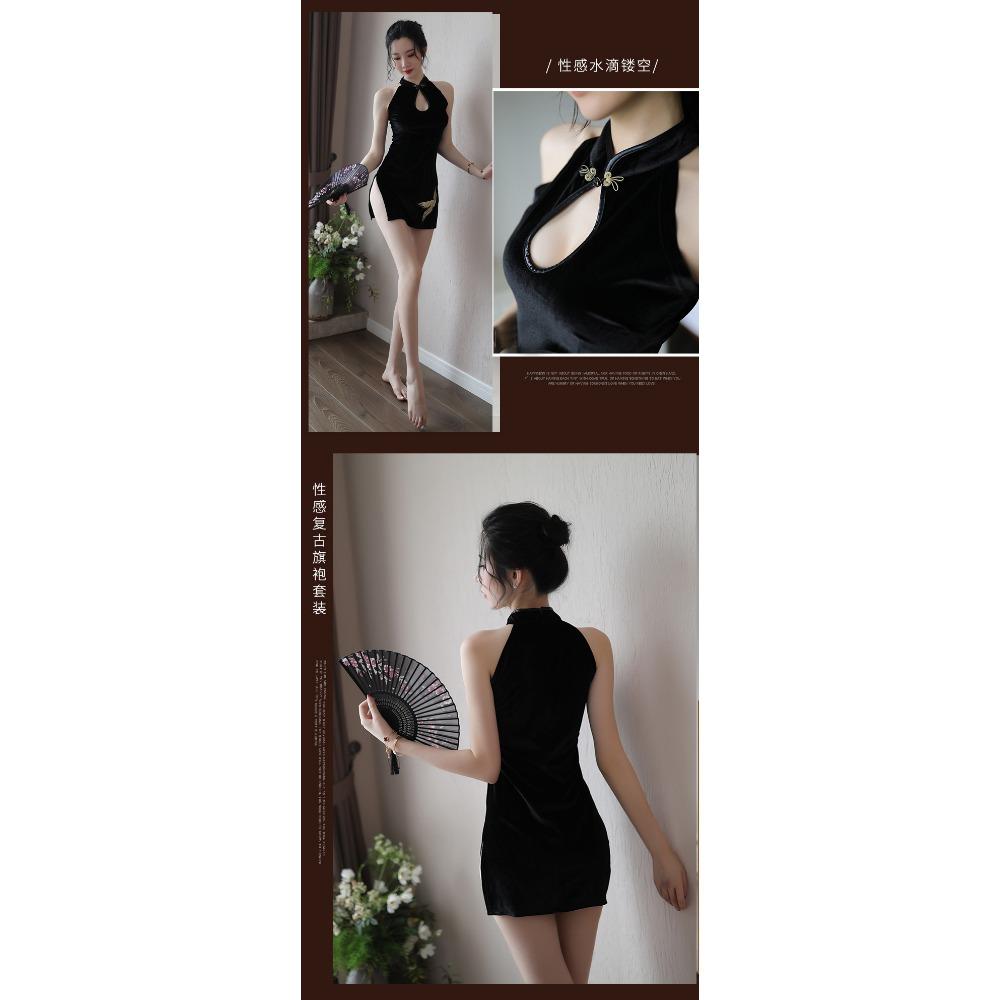 Sexy Cheongsam Flannel Passion Clothes Antique Sexy Underwear Women's Uniform Embroidery Slim Pajamas Wholesale Filling Cloud