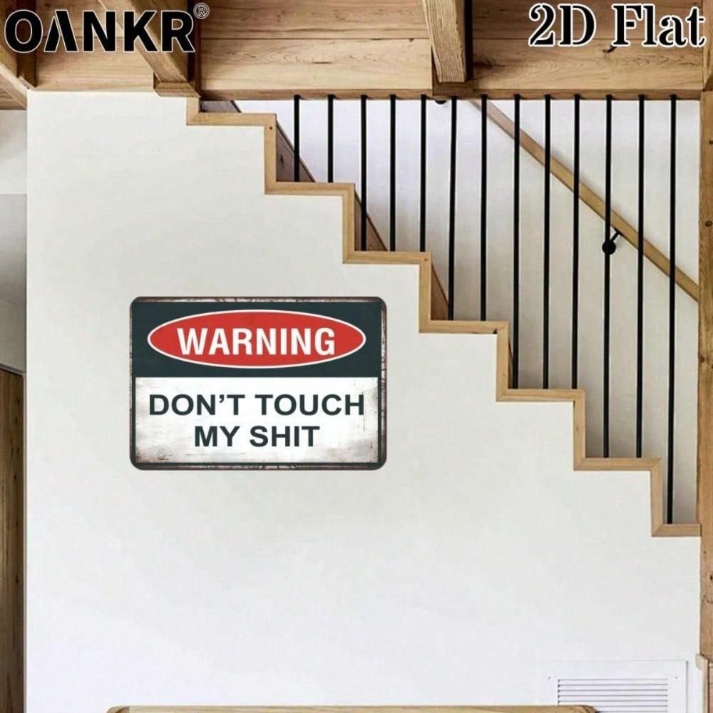 Vintage Warning Metal Tin Sign 12x8 Inch Don't Touch My Stuff Retro Wall Decor Man Cave Bar Garden Farmyard Home