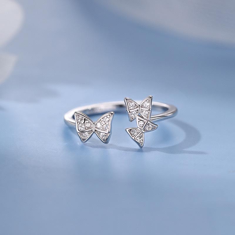 Women's Luxury Three Butterflies Zircon Diamond Open Ring
