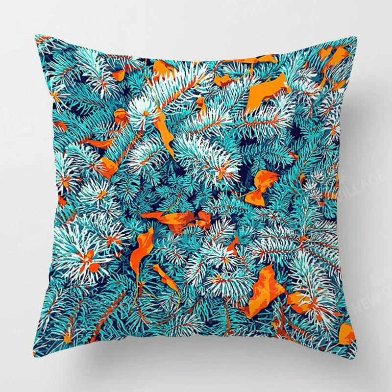 Nordic Fall Home Decor Autumn Throw Pillow Case Sofa Cushion Cover Modernplant Green Leaf